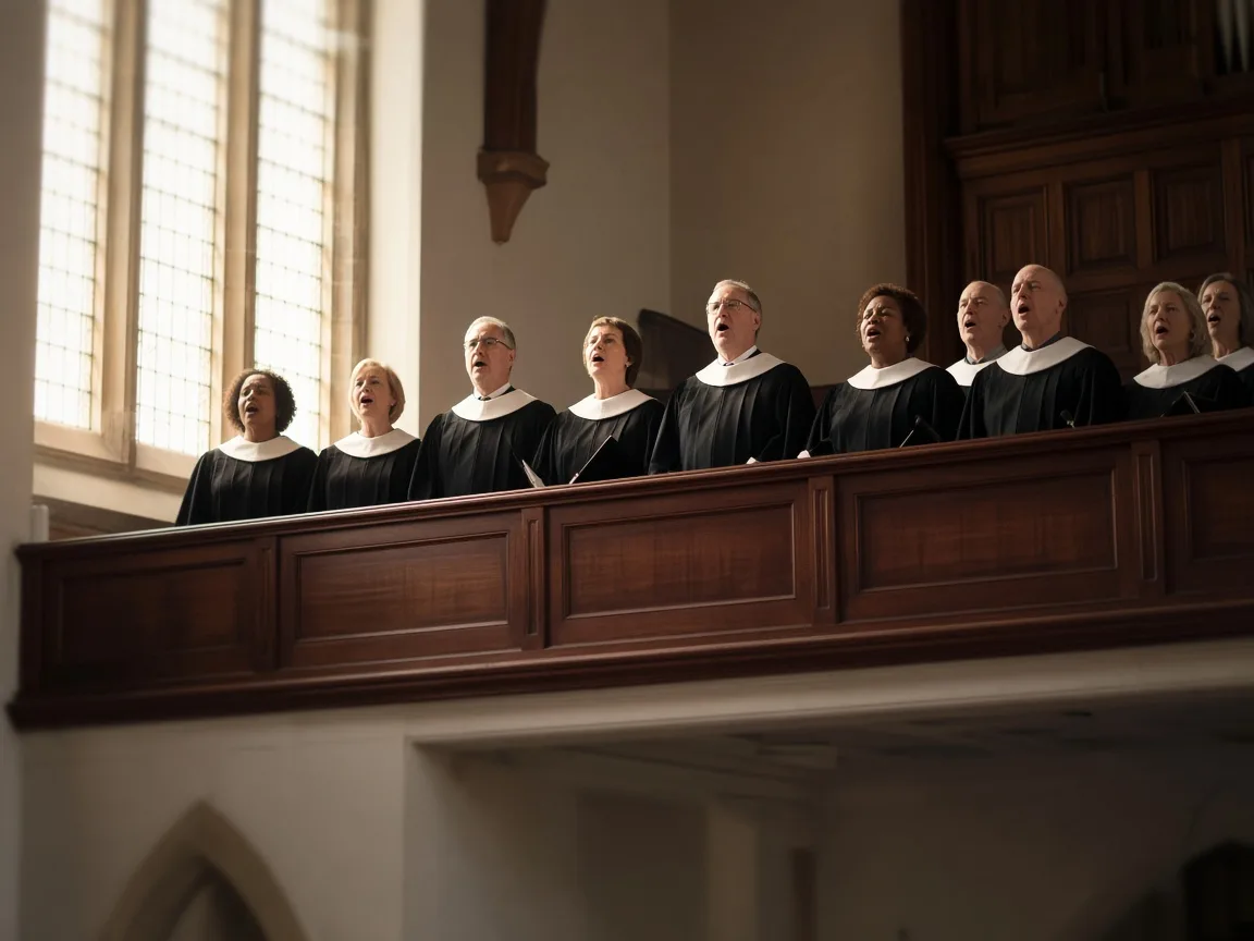 Choir singing from the loft